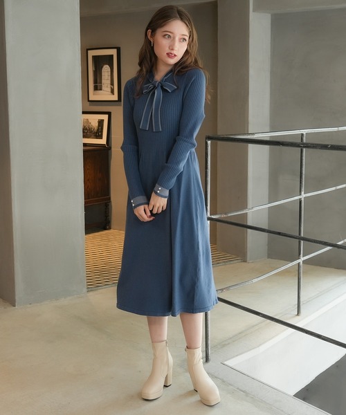 「ASTORIA ODIER」 ニットワンピース MEDIUM チャコールグレー レディース_画像3
