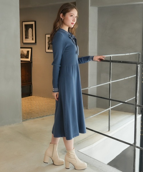 「ASTORIA ODIER」 ニットワンピース MEDIUM チャコールグレー レディース_画像4