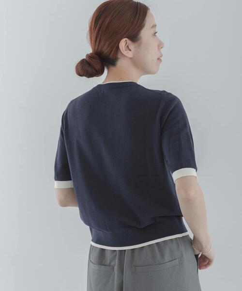 uvカット カーディガン クールミスト配色クルーネックカーディガン レディースの画像