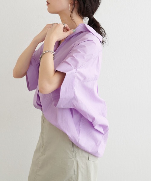 TFW49 スキッパーシャツ Lサイズ ライトパープル LARUTA（ラルータ） ブラウス シャツ 「LARUTA」ドルマンスキッパー