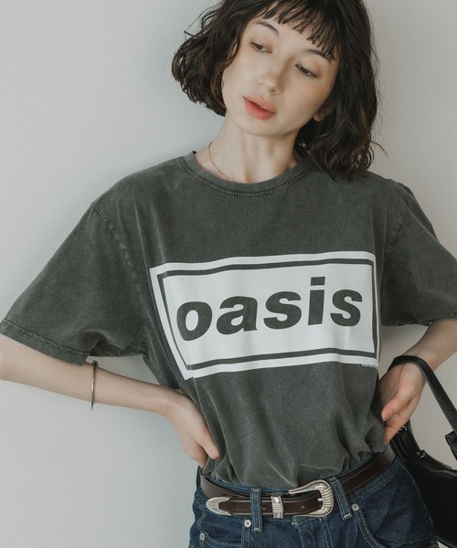OASIS 9 プリント Tシャツ Mサイズ グレー tシャツ Oasis / オアシス プリントデザイン クルーネックTシャツ
