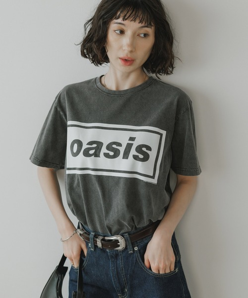 oasis グラフィックプリント Tシャツ Mサイズ 黒 tシャツ Oasis / オアシス プリントデザイン クルーネックTシャツ