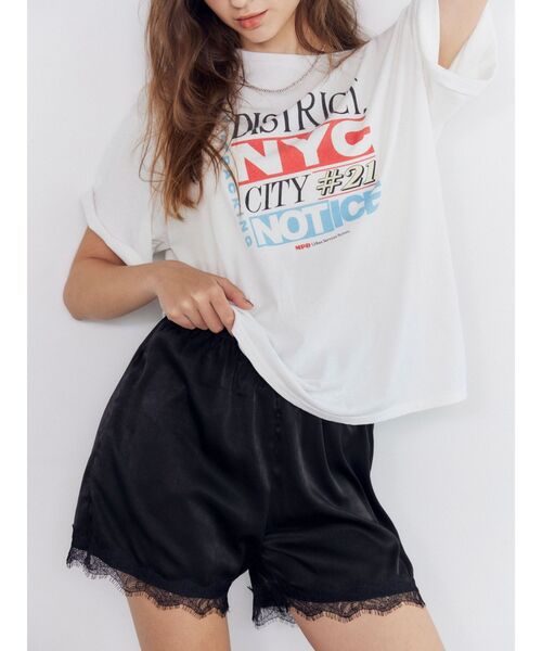 サテンショートパンツ Ungrid（アングリッド） パンツ レースデザインサテンショートパンツ