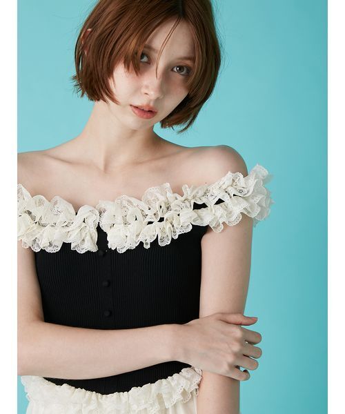 LILY BROWN（リリーブラウン） ワンピース フリルニットドッキング