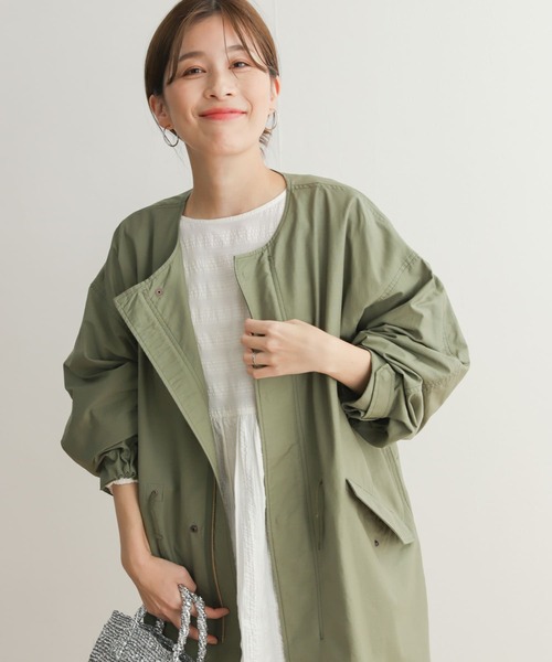 「URBAN RESEARCH DOORS」 ミリタリーコート MEDIUM ベージュ レディース_画像2