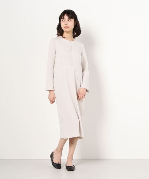「ships little black」 長袖ワンピース 36 ベージュ レディース_画像2