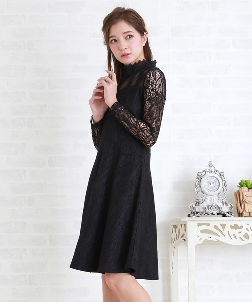 Lace Ladies（レースレディース） ドレス デコルテシースルー×レース袖