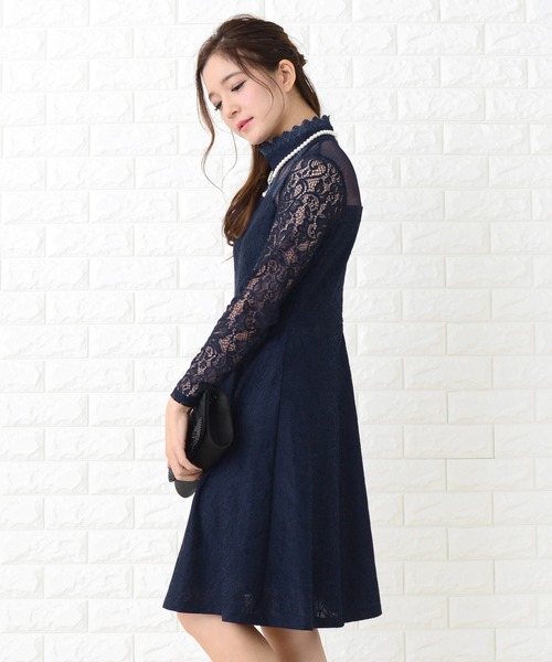 Lace Ladies（レースレディース） ドレス デコルテシースルー×レース袖