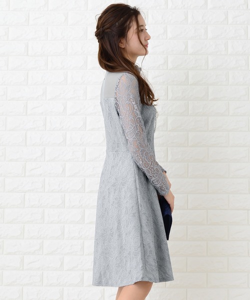 Lace Ladies（レースレディース） ドレス デコルテシースルー×レース袖