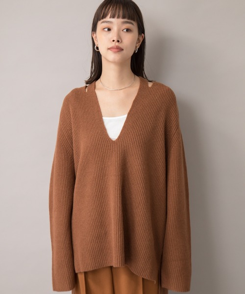 lilyco　Vニット2点 Liyoca ニット セーター 「Liyoca」片畦Vネックプルオーバー