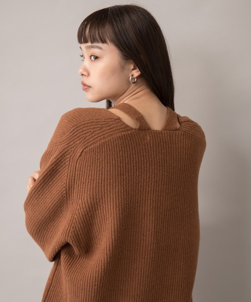 ニット セーター 「Liyoca」片畦Vネックプルオーバー レディース Liyoca ニット セーター 「Liyoca」片畦Vネックプルオーバー