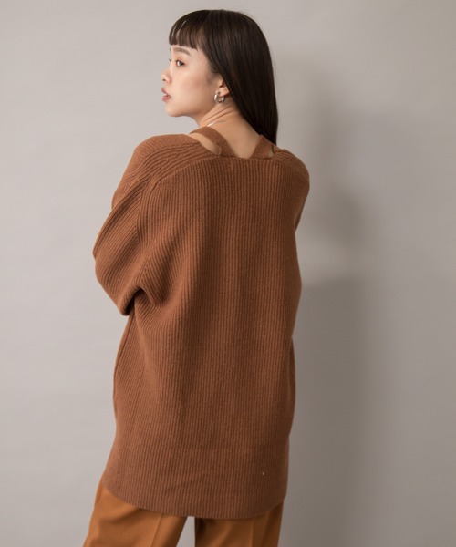 Liyoca ニット セーター 「Liyoca」片畦Vネックプルオーバー