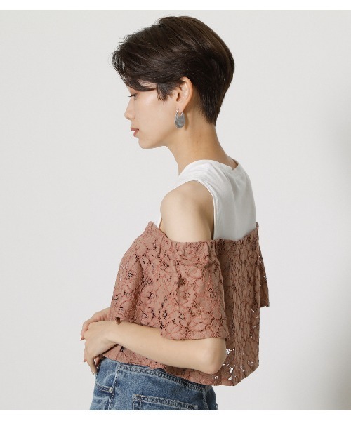 AZUL BY MOUSSY タンクトップ ノースリーブ LACE LAYERED RUFFLE