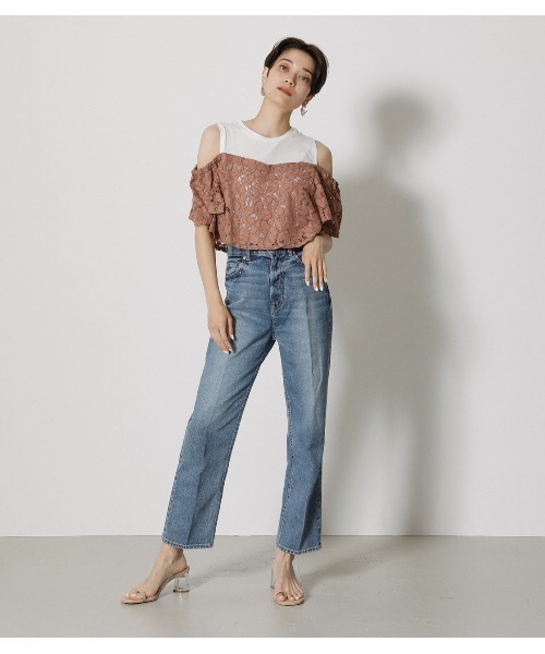 タンクトップ ノースリーブ TANK TOP WITH RUFFLE DETAILS レディース X-girl（エックスガール）の「RUFFLE TANK TOP（タンクトップ