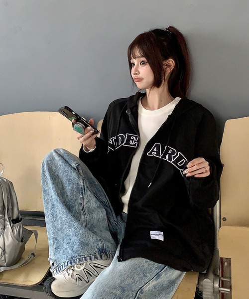 DEVICE（デバイス） パーカー オーバーサイズ カレッジロゴ フーディ