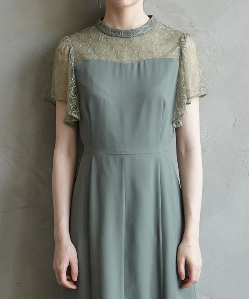 美品✨上品 ❤︎AIMER❤︎ラッフルスリーブオールインワンパーティードレス AIMER ドレス ラッフルスリーブタイトパーティードレス 結婚式