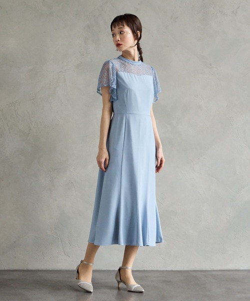 AIMER ドレス ラッフルスリーブソフトマーメイドパーティー