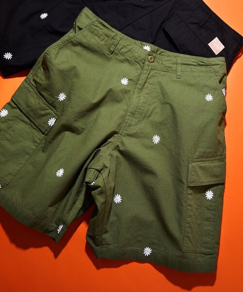 パンツ カーゴパンツ HINSON/ヒンソン フラワー刺繍 CARGO SHORTS/カーゴ ショーツ/刺繍