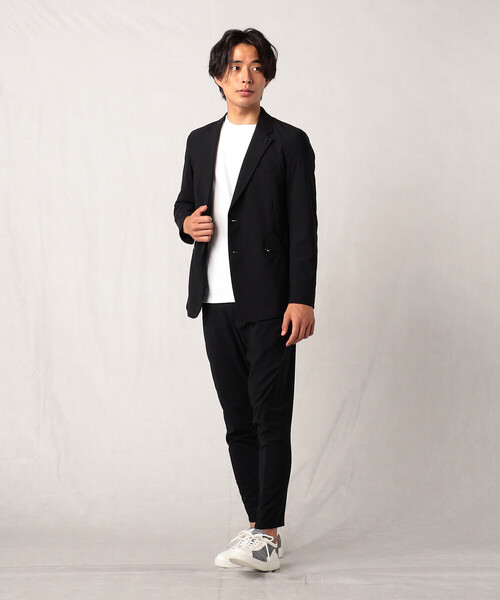 β MEN メンズジャケット黒ストレッチM フード取り外し可お洒落