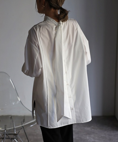シャツ/ブラウス(長袖/七分) HAOKAN BACK RIBBON BLOUSE 即完売のHAOKAN BACK RIBBON BLOUSEが緊急再販売決定♡ | 黒石奈央子