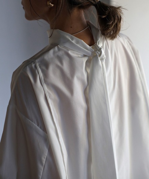 シャツ/ブラウス(長袖/七分) HAOKAN BACK RIBBON BLOUS Back Ribbon Relax Blouse