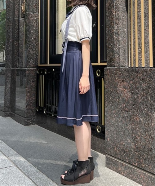 axes femme スカート ベルト風サス付スカート レディース