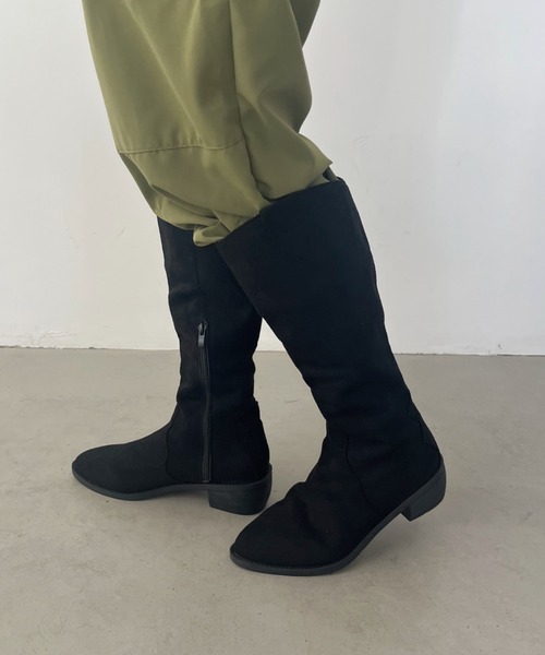 CLEA ブーツ ウエスタンスエードロングブーツ レディース : ZOZOTOWN