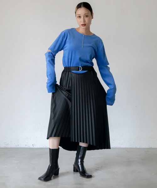スカート メタリックアシンメトリープリーツスカート : ZOZOTOWN Yahoo