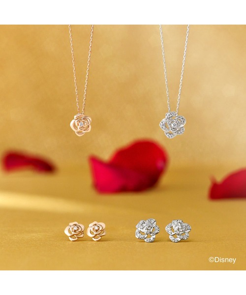 ピアス K10PG 【美女と野獣 ジュエリーコレクション】魔法のバラ ピアス ピアス K10PG 美女と野獣 ジュエリーコレクション 魔法のバラ VENDOME