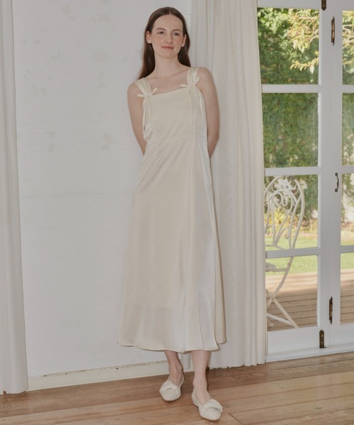 サテンリボンキャミワンピース サイズ38 ジャンパースカート satin ribbon onepiece/サテンリボンキャミ