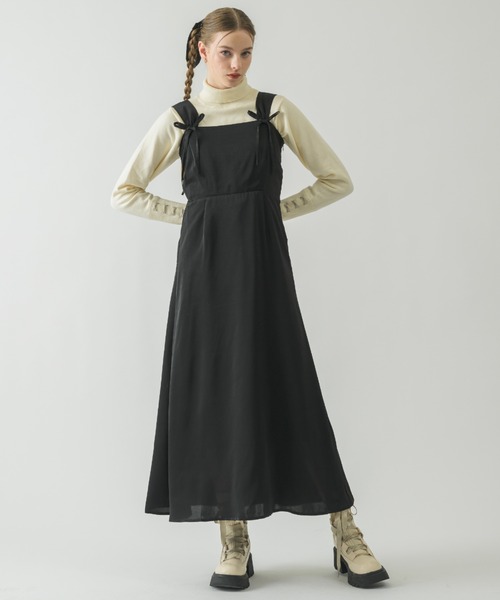 サテンリボンキャミワンピース サイズ38 ジャンパースカート satin ribbon onepiece/サテンリボンキャミ