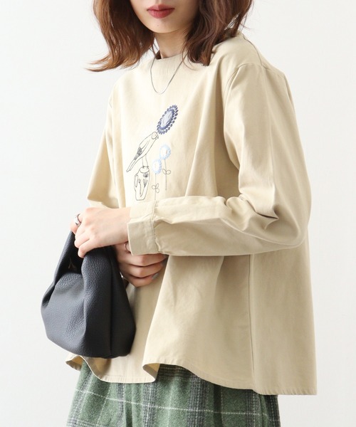 ブラウス シャツ EMAGO カップとトリ刺繍ブラウス レディース