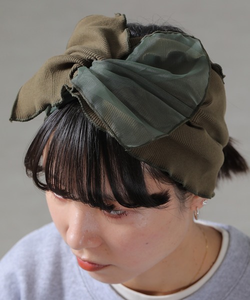 emesuelee ヘアバンド オーガンジー×リブメロー ヘアバンド : ZOZOTOWN