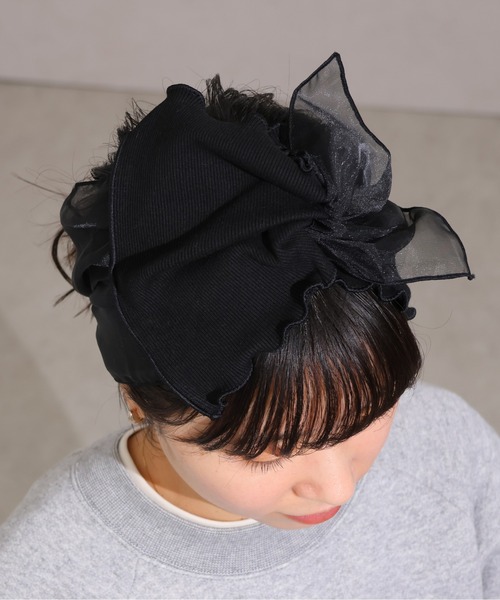 emesuelee ヘアバンド オーガンジー×リブメロー ヘアバンド : ZOZOTOWN