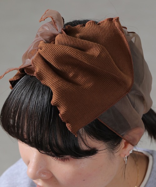 emesuelee ヘアバンド オーガンジー×リブメロー ヘアバンド : ZOZOTOWN