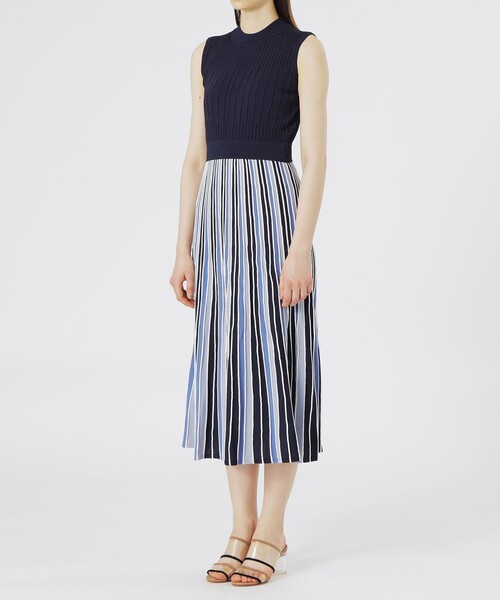 LOVELESS（ラブレス） ワンピース 「ストレッチ」バイカラープリーツ