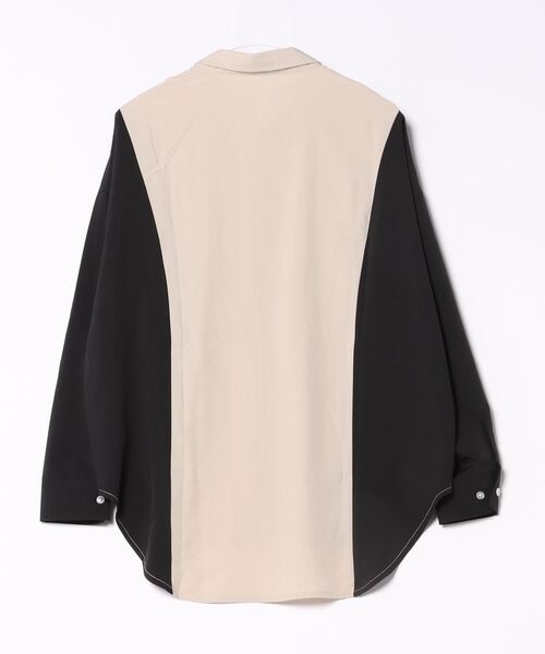 ブラウス シャツ ビッグシルエット ポリストレッチ バイカラー シャツ レディース レディース メンズ THISIS ブラウス シャツ ビッグシルエット ポリストレッチ バイ
