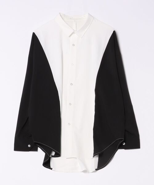ブラウス シャツ ビッグシルエット ポリストレッチ バイカラー シャツ レディース レディース メンズ THISIS ブラウス シャツ ビッグシルエット ポリストレッチ バイ