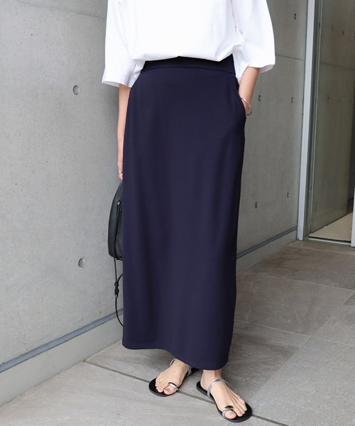 ebure ネイビー タイトロングスカート evernavy スカート ポンチタイトスカート : ZOZOTOWN Yahoo!店