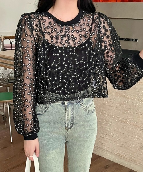 ブラウス シャツ シアーアソートシャツ レディース LADY LIKE ブラウス シャツ ミニフラワー柄ショートシアー