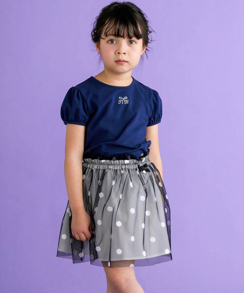 Tartine et Chocolat スカート 「日本製」ドットチュールニット  