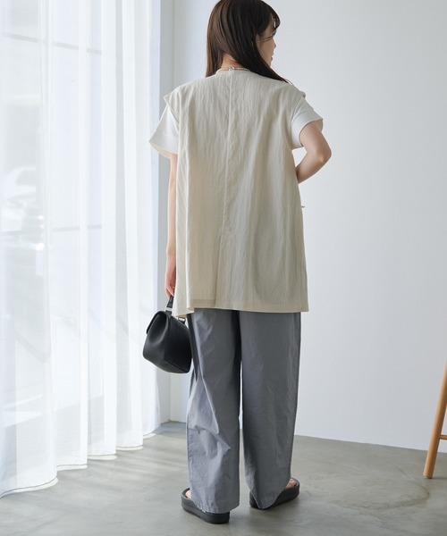 pual ce cin ベスト ノーカラーダブルデザインジレベスト レディース