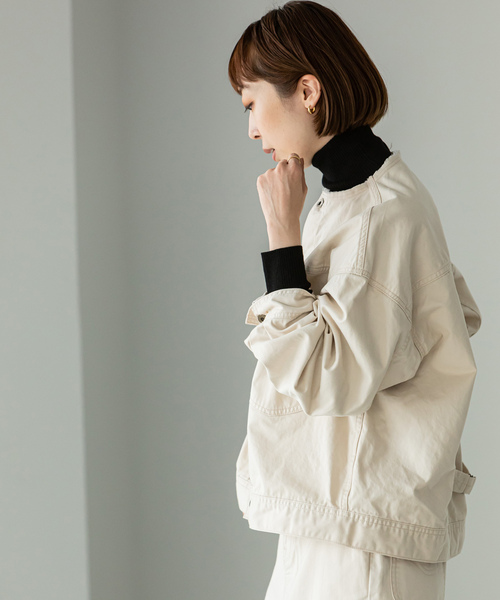 NOBLE」 「Lee」ノーカラージャケット FREE アイボリー レディース 