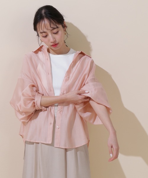 JILLSTUART - JILLSTUART 半袖シアーシャツブラウス S JILL by STUART ブラウス シャツ シアーストライプボウタイ
