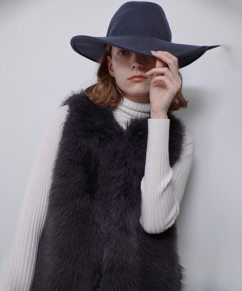 allureville（アルアバイル） ベスト ジレ フェイクフォックスジレ