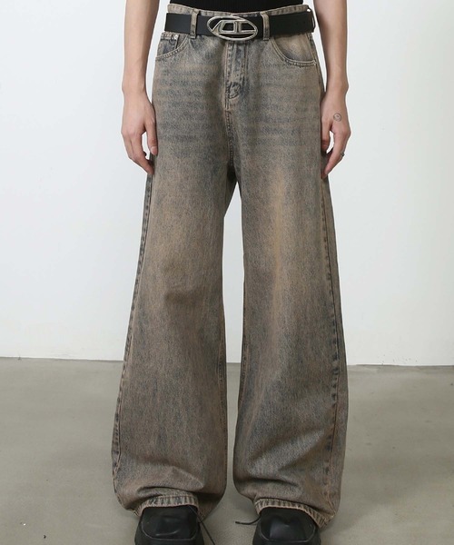 ビンテージ風 デニムパンツ 色落ち ジーンズ ゆったり ワイド WESTSEA ジーンズ 色落ち ワイドデニムパンツ メンズ レディース