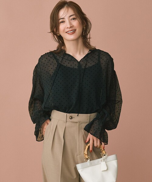 23区（ニジュウサンク） ブラウス シャツ 「洗える」クレープドット