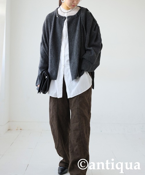 antiqua(アンティカ) ニット セーター 変形ケープニットカーディガン antiqua(アンティカ) ニット セーター 変形ケープニットカーディガン