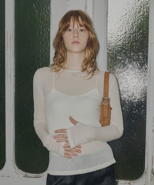 tシャツ back stitch sheer tops / バックステッチシアートップス レディース GIUNON tシャツ back stitch sheer tops / バックステッチシアー