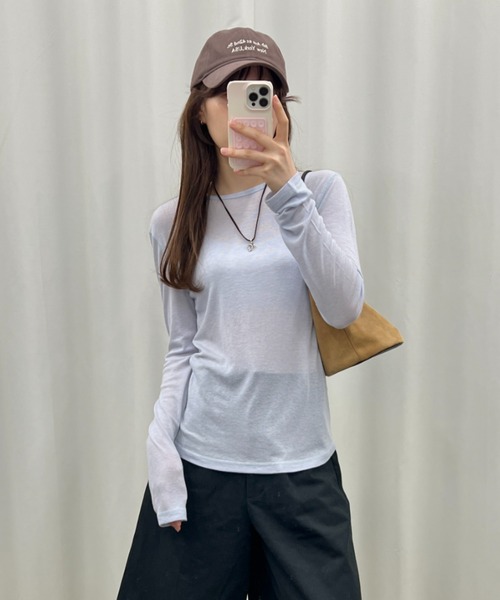 GIUNON tシャツ back stitch sheer tops / バックステッチシアー
